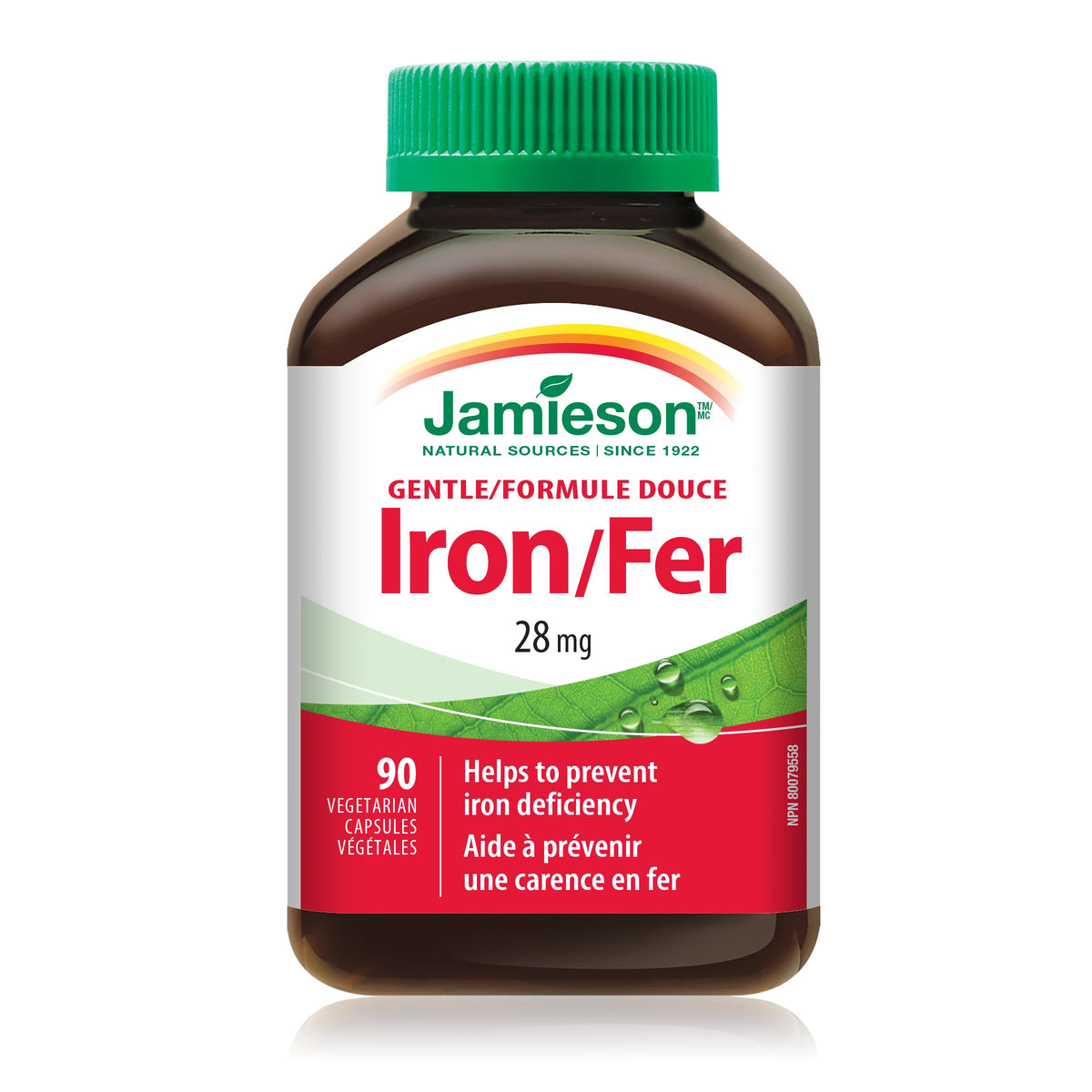 Gélules de fer Jamieson 28mg, boîte de 90 gélules