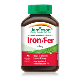 Gélules de fer Jamieson 28mg, boîte de 90 gélules