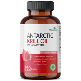 Gélules de Futurebiotics Huile de Krill Antarctique sur une table