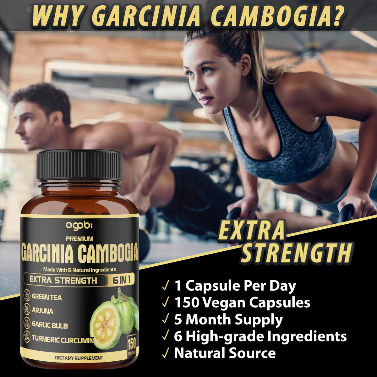 Gélules de Garcinia Cambogia agobi sur une table en bois