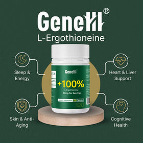 Gélules de GENEIII L-Ergothioneine sur une cuillère