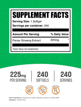 Gélules de ginseng Panax BulkSupplements, vue de côté