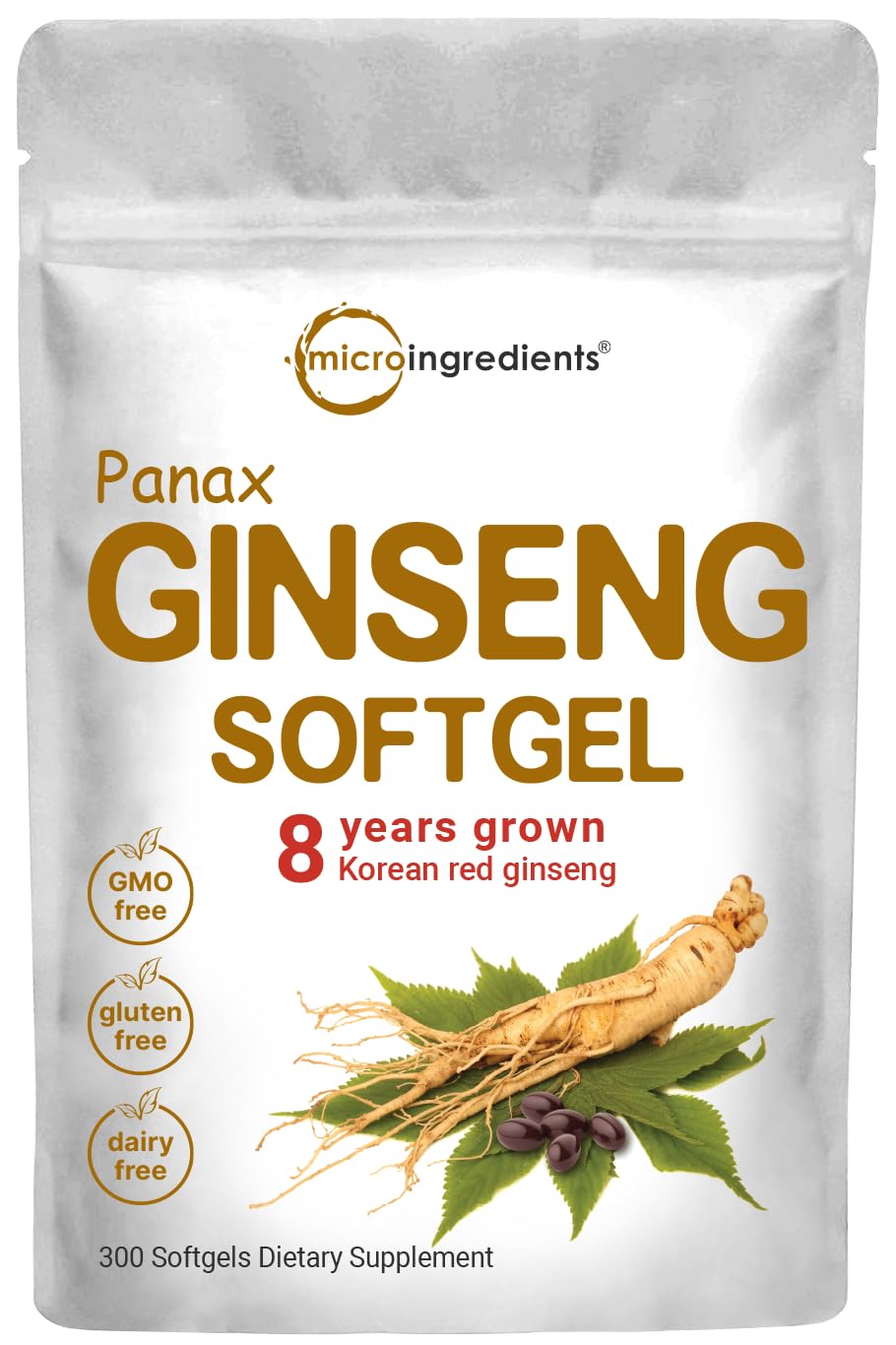 Gélules de ginseng panax rouge Micro Ingredients, vue de face
