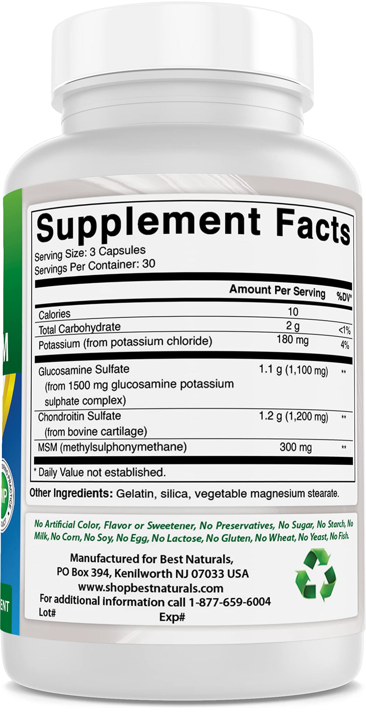 Gélules de Glucosamine Chondroïtine MSM dans une main