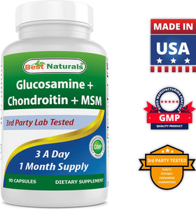 Gélules de Glucosamine Chondroïtine MSM sur une table en bois