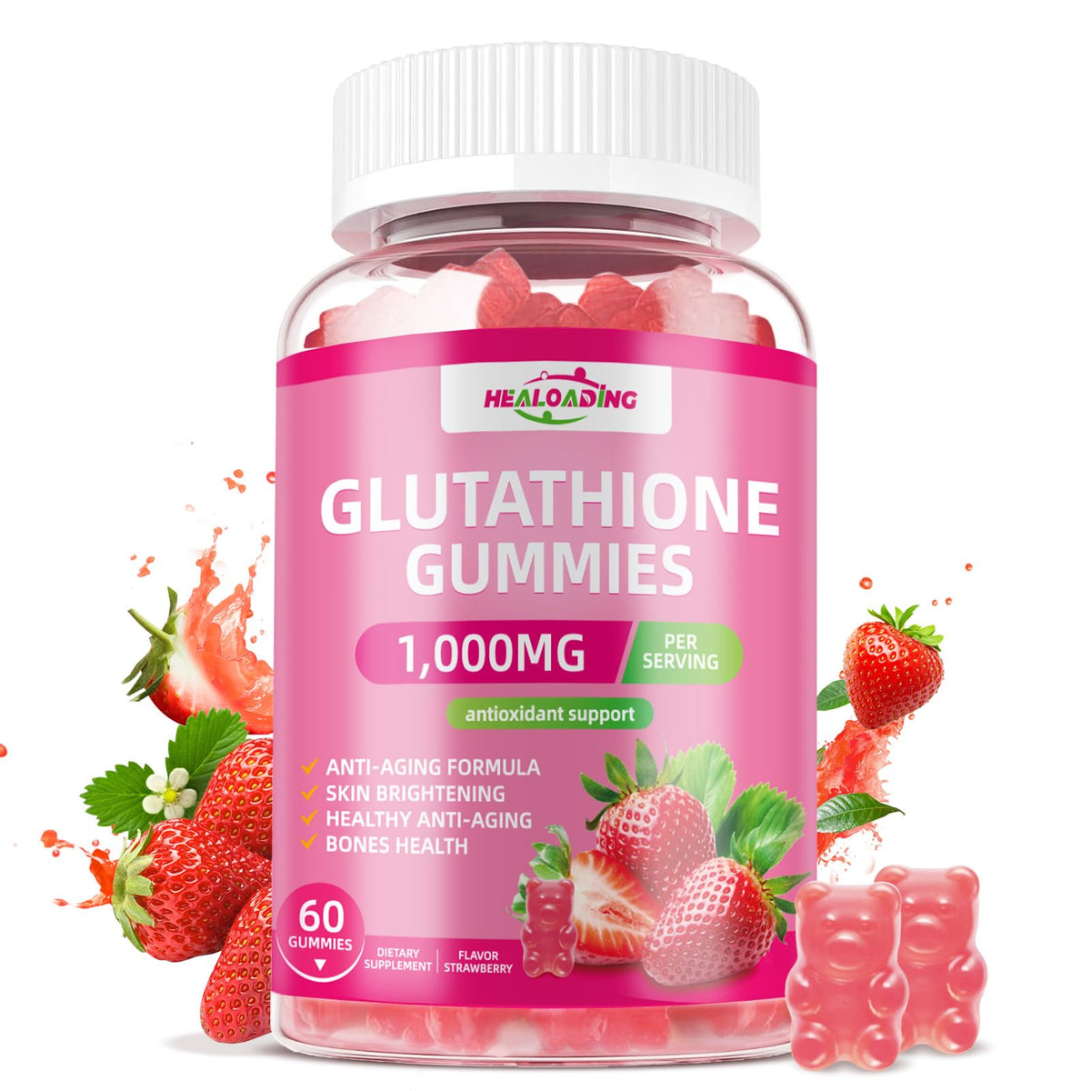 Gélules de glutathion HEALOADING en vue de face
