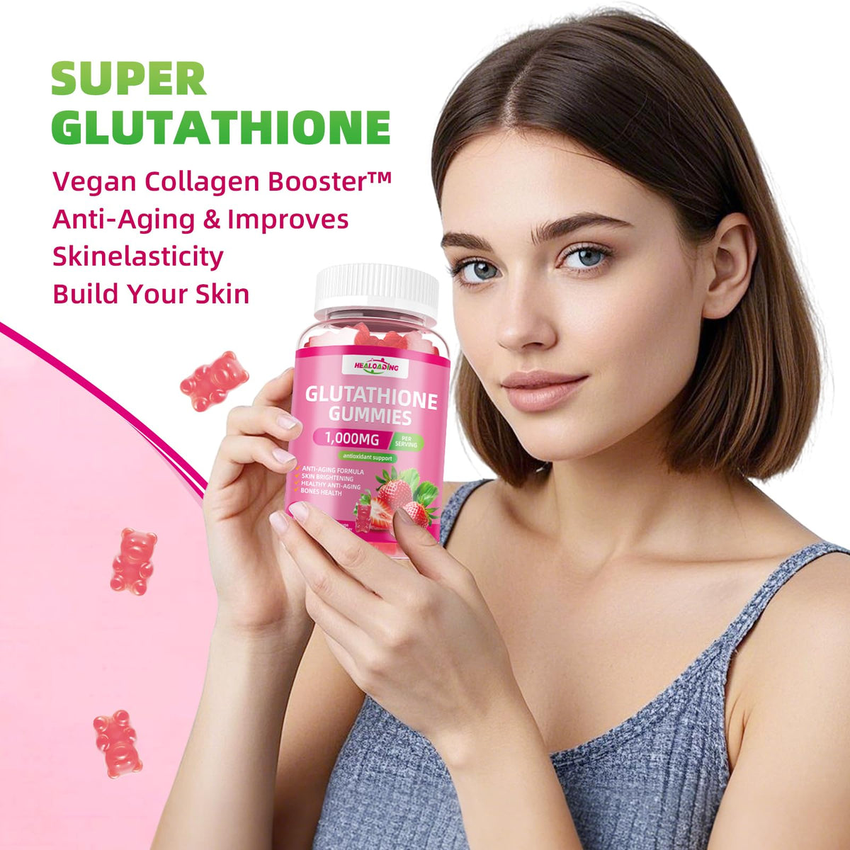 Gélules de glutathion HEALOADING et fruits frais
