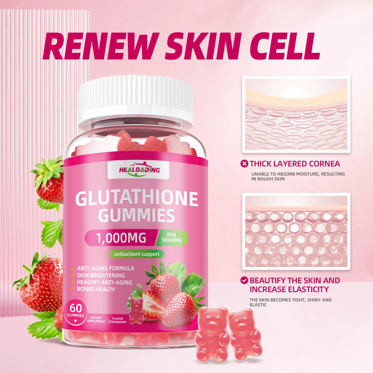 Gélules de glutathion HEALOADING sur un bureau