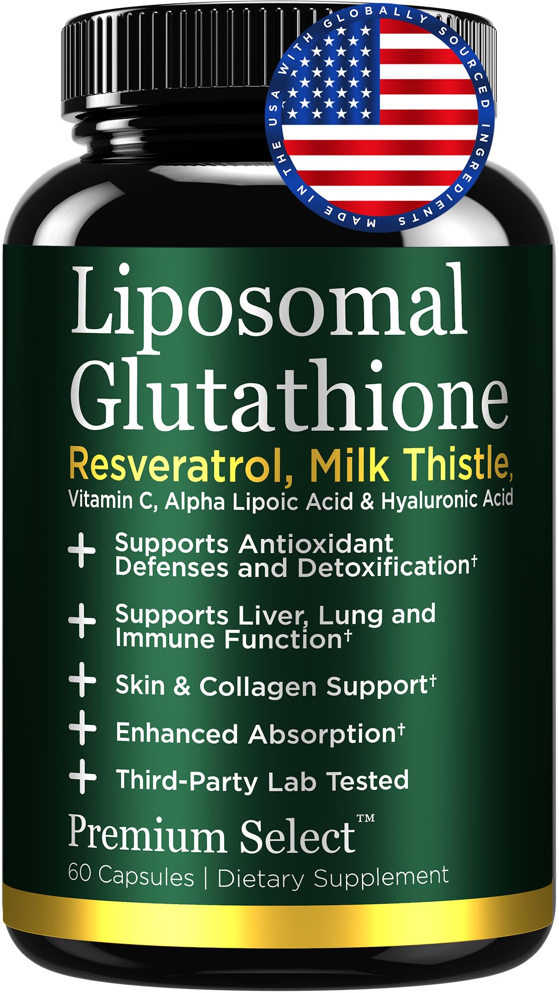Gélules de glutathion liposomal Premium Select Nutrition en vue de face