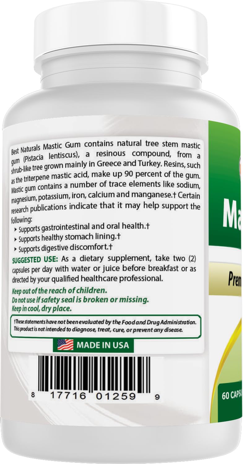 Gélules de gomme mastic Best Naturals prêtes à être prises