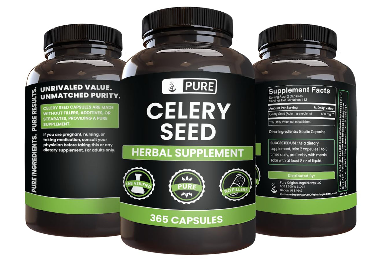 Gélules de Graines de Céleri PURE ORIGINAL INGREDIENTS ouvertes avec une gélule en gros plan