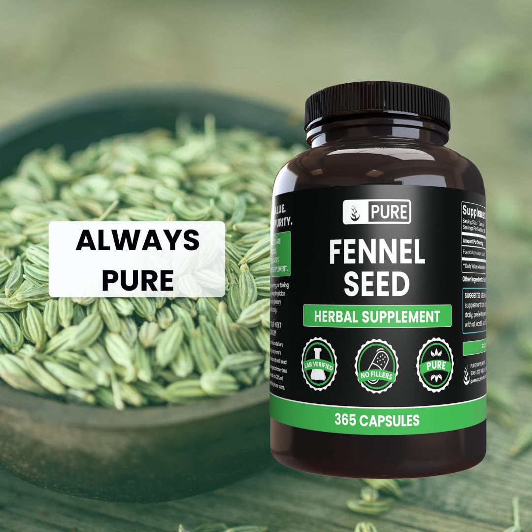 Gélules de Graines de Fenouil PURE ORIGINAL INGREDIENTS dans un verre