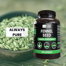 Gélules de Graines de Fenouil PURE ORIGINAL INGREDIENTS dans un verre