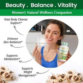 Gélules de graines de Moringa Organic Veda avec une cuillère