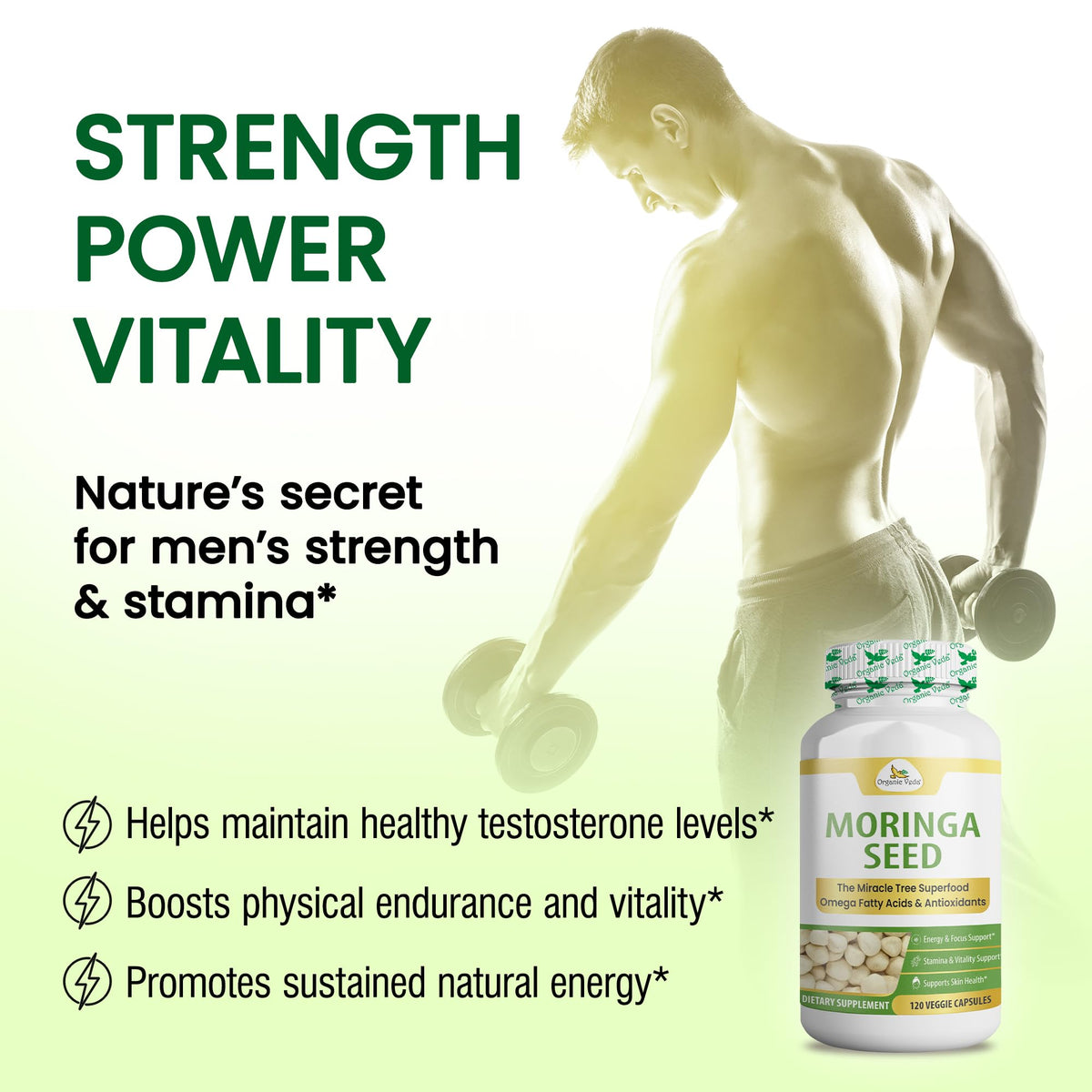 Gélules de graines de Moringa Organic Veda, format pratique