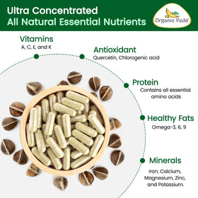 Gélules de graines de Moringa Organic Veda sur une table