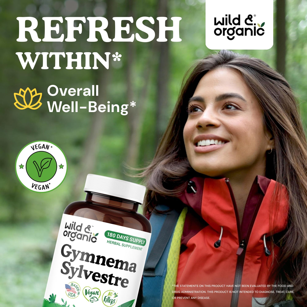 Gélules de Gymnema Wild & Organic sur une surface en bois