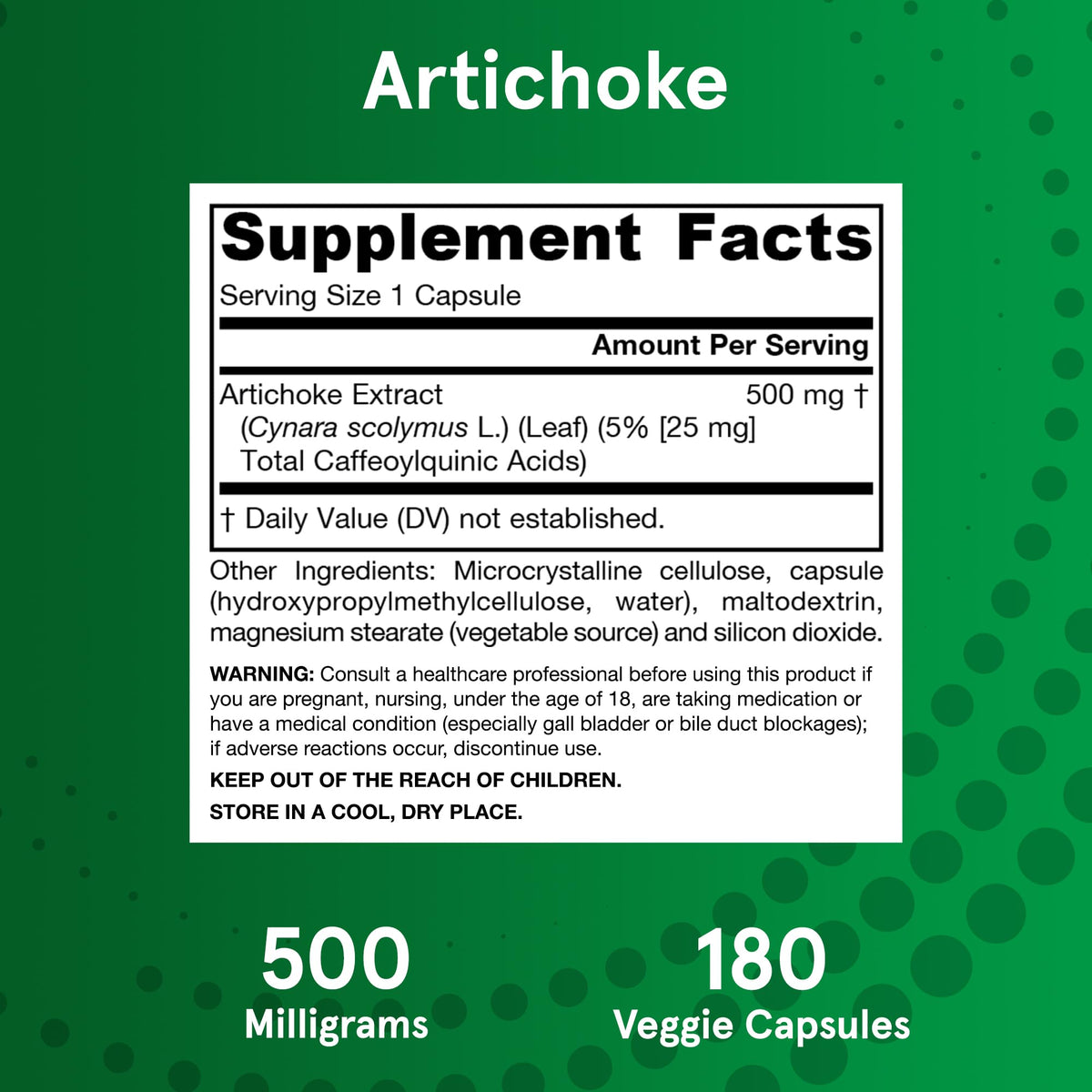 Gélules de Jarrow Formulas Artichoke 500 mg dans une main