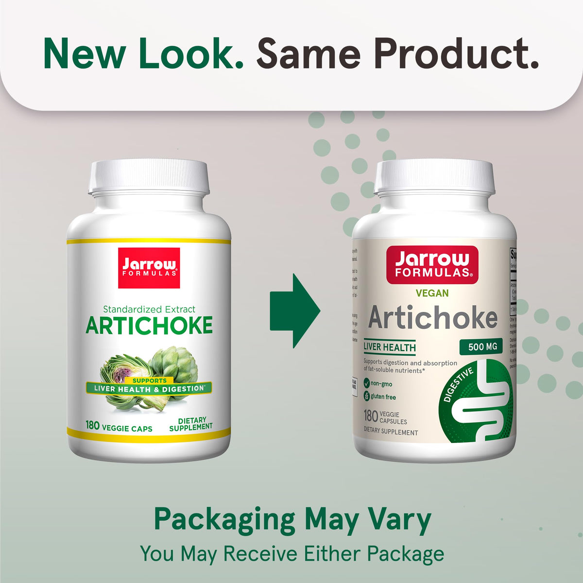 Gélules de Jarrow Formulas Artichoke 500 mg sur fond blanc