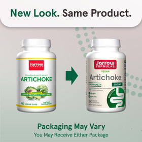 Gélules de Jarrow Formulas Artichoke 500 mg sur fond blanc