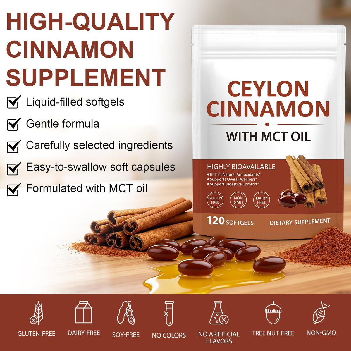 Gélules de laraspi à la cannelle de Ceylan dans un sachet refermable