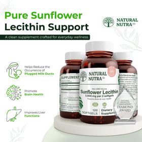 Gélules de lécithine de tournesol sur un fond naturel