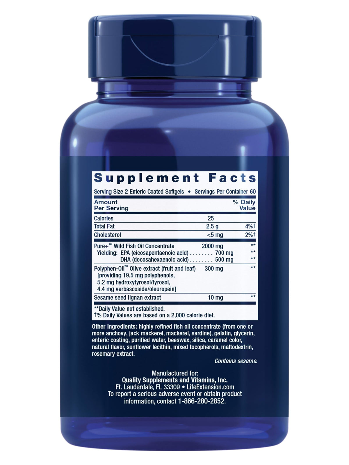 Gélules de Life Extension Super Omega-3 dans leur flacon