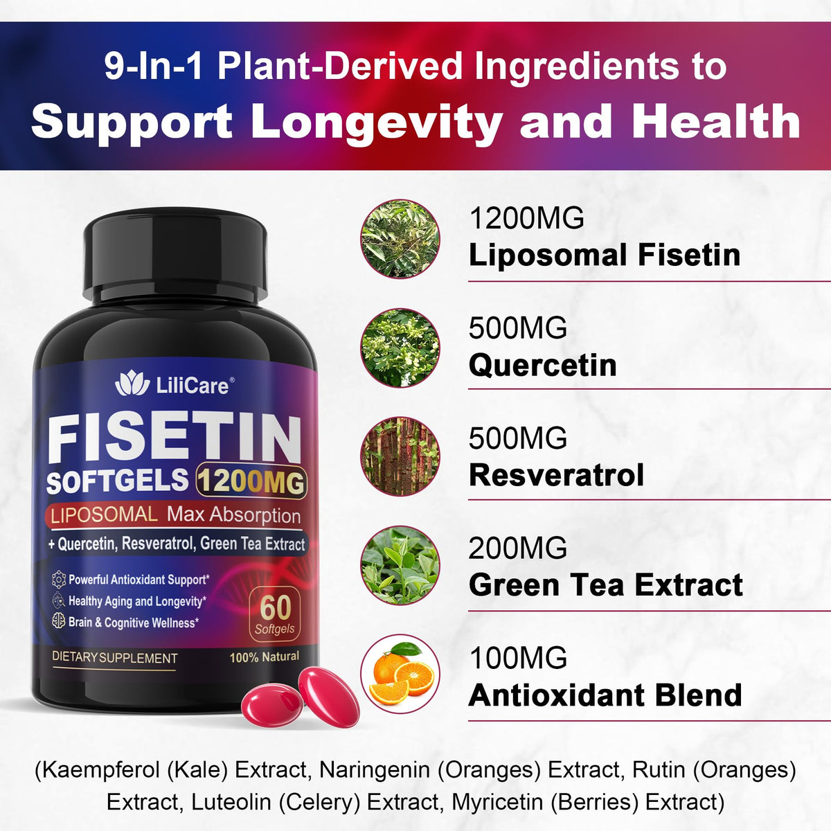 Gélules de LILICARE Fisetin 1200 mg Liposomal en main