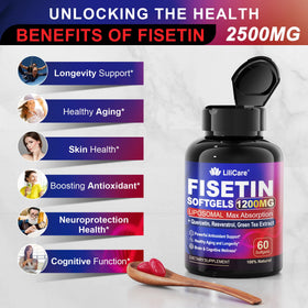 Gélules de LILICARE Fisetin 1200 mg Liposomal sur une table