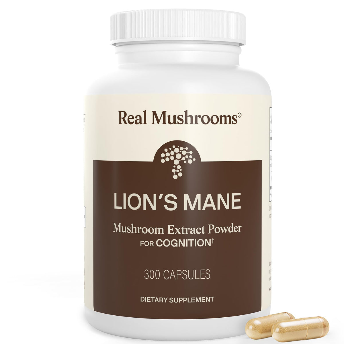 Gélules de Lion's Mane de Real Mushrooms, vue de face