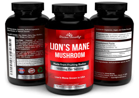 Gélules de Lion's Mane Divine Bounty sur fond naturel