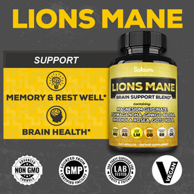 Gélules de Lions Mane Satoomi présentées sur une table