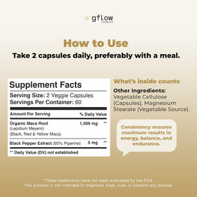gélules de Maca Bio gflow vitamins avec des ingrédients naturels