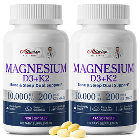 Gélules de magnésium Alliwise avec Vitamine D3 et K2 MK-7, vue de face