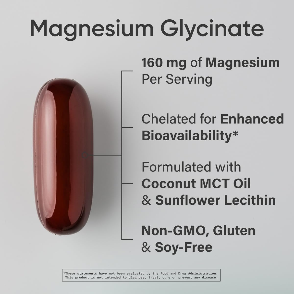 Gélules de Magnésium Glycinate de Sports Research sur fond blanc