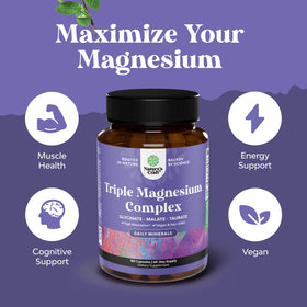 Gélules de magnésium glycinate et malate de Natures Craft sur fond blanc