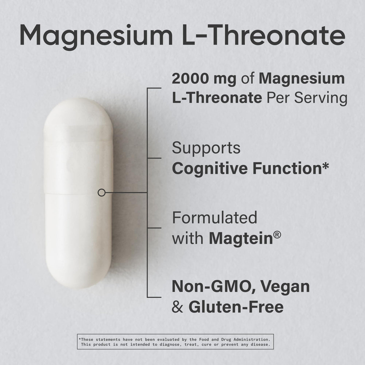 Gélules de Magnésium L-Thréonate Sports Research sur une surface en bois