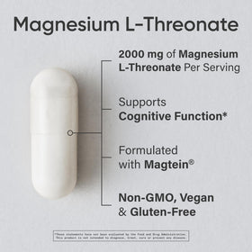 Gélules de Magnésium L-Thréonate Sports Research sur une surface en bois