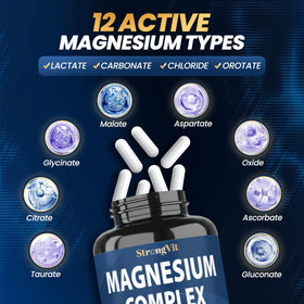 Gélules de magnésium StrongVit sur fond blanc