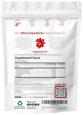Gélules de Mega Omega-3 Krill & Fish Oil de Micro Ingredients, vue de côté
