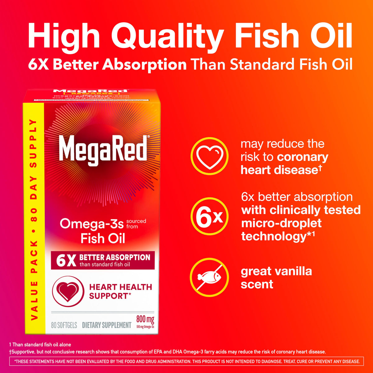 Gélules de MegaRed Huile de poisson au goût de vanille
