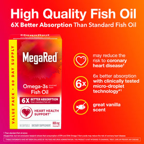Gélules de MegaRed Huile de poisson au goût de vanille