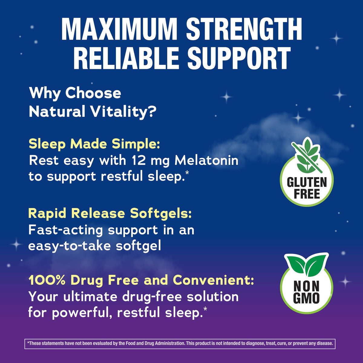 Gélules de mélatonine CALMSleep de Natural Vitality, vue de dos