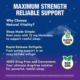 Gélules de mélatonine CALMSleep de Natural Vitality, vue de dos