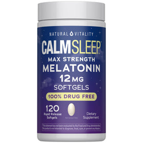 Gélules de mélatonine CALMSleep de Natural Vitality, vue de face