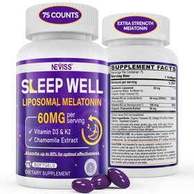 Gélules de mélatonine liposomale NEVISS 60mg avec boîte