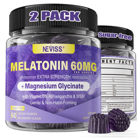 Gélules de Mélatonine NEVISS 60mg 120 Ct, vue de face