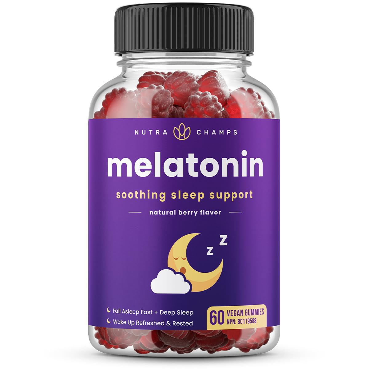 Gélules de mélatonine NutraChamps 2,5mg 5mg 10mg vue de face