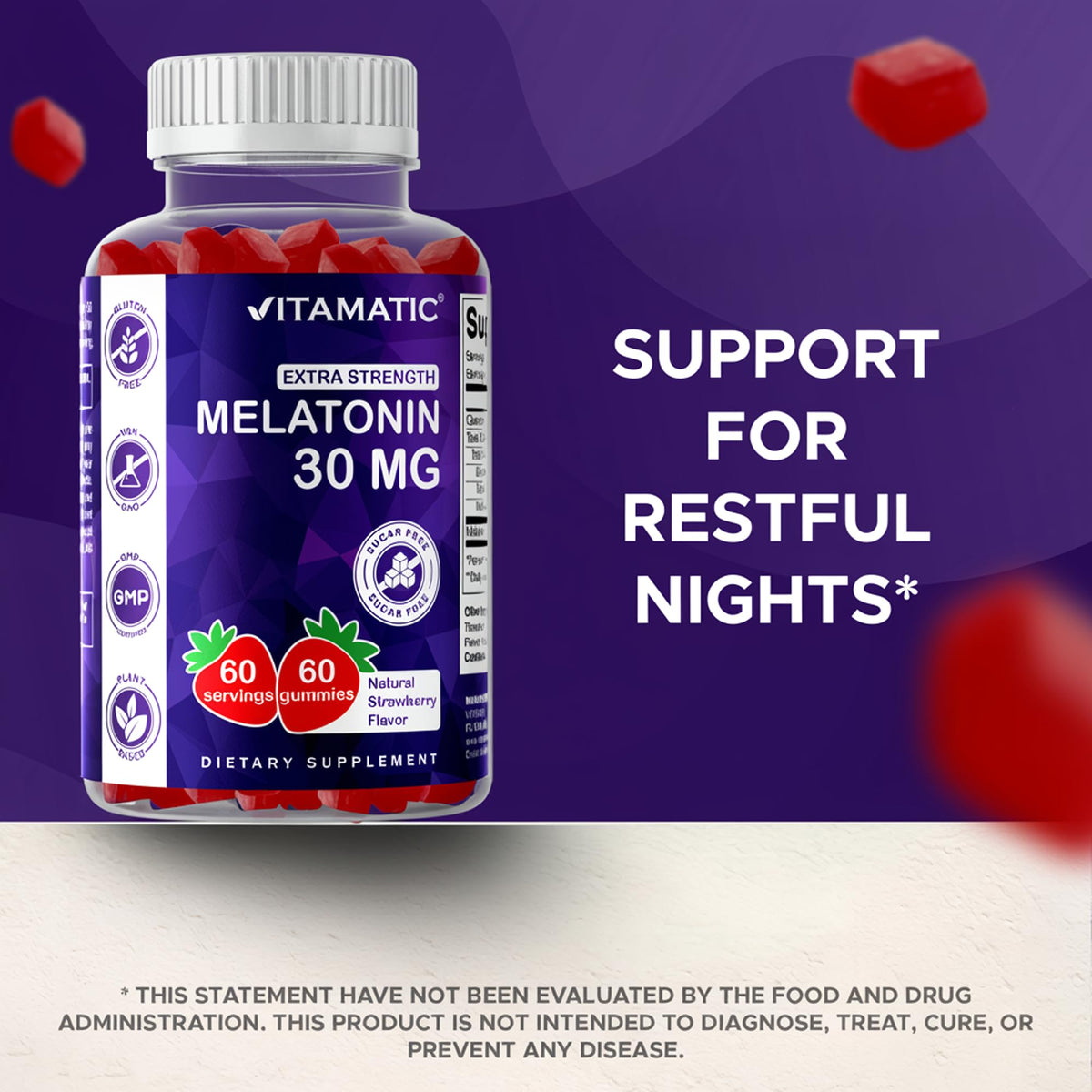 Gélules de melatonine Vitamatic avec des fruits