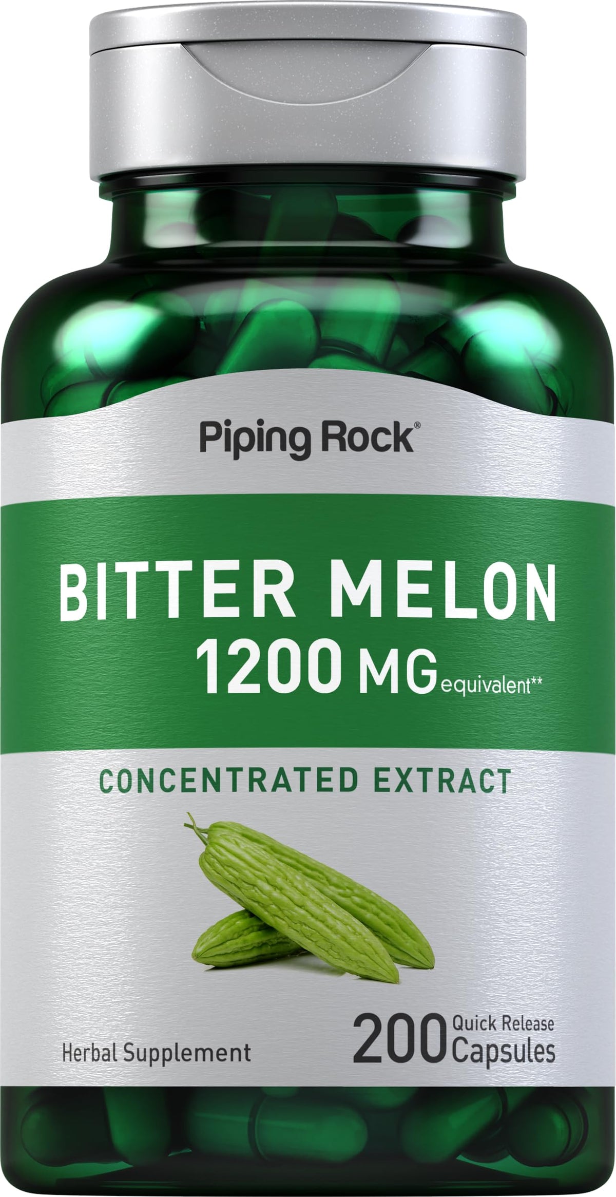 Gélules de melon amer Piping Rock 200 gélules vue de face